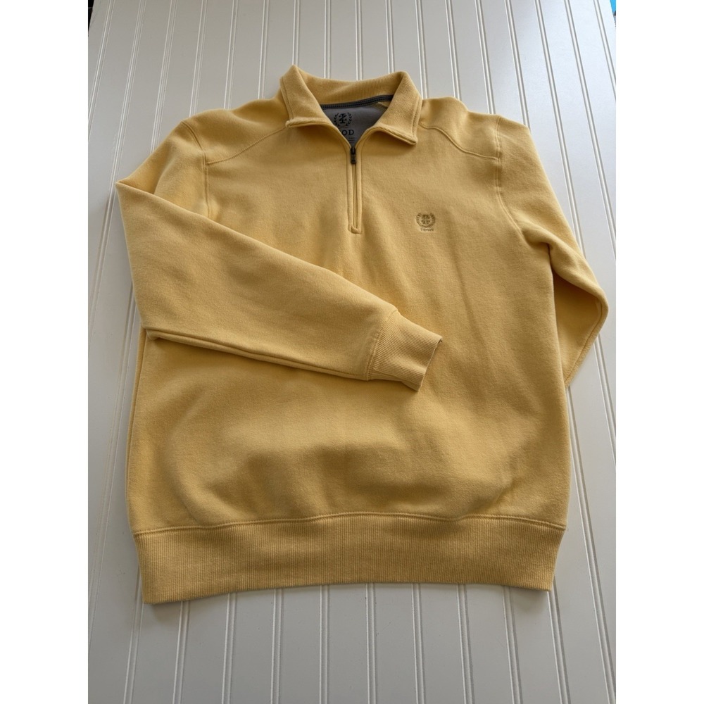 IZOD Pale Yellow 1/4 Zip Pullover Men's S/P Mock Neck Golf Preppy Classic